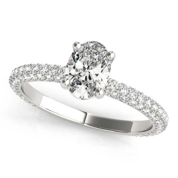 Pave With Oval Center Engagement Ring (51094-E)