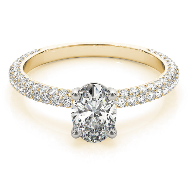 Pave With Oval Center Engagement Ring (51094-E)