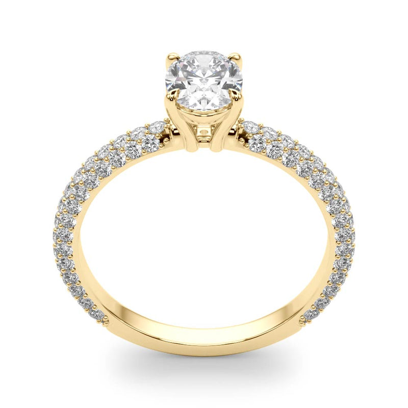 Pave With Oval Center Engagement Ring (51094-E)