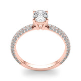 Pave With Oval Center Engagement Ring (51094-E)