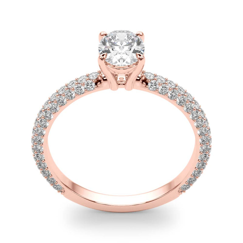 Pave With Oval Center Engagement Ring (51094-E)