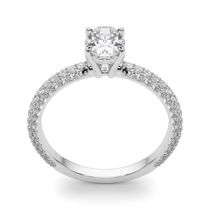 Pave With Oval Center Engagement Ring (51094-E)