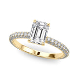 Pave With Emerald Cut Center Engagement Ring (51095-E)