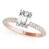 Pave With Emerald Cut Center Engagement Ring (51095-E)