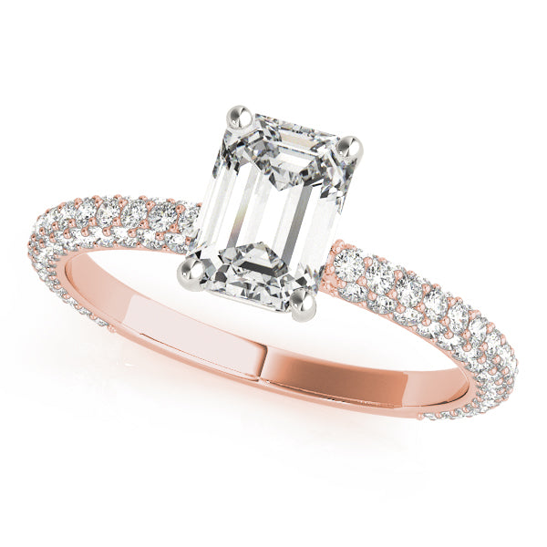 Pave With Emerald Cut Center Engagement Ring (51095-E)