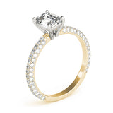 Pave With Emerald Cut Center Engagement Ring (51095-E)