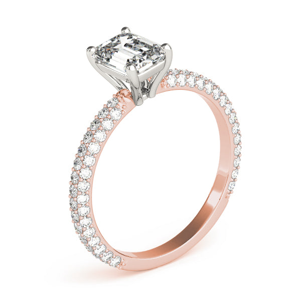 Pave With Emerald Cut Center Engagement Ring (51095-E)