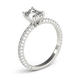 Pave With Emerald Cut Center Engagement Ring (51095-E)