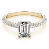 Pave With Emerald Cut Center Engagement Ring (51095-E)