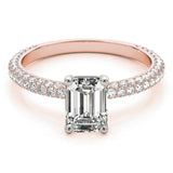 Pave With Emerald Cut Center Engagement Ring (51095-E)