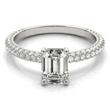 Pave With Emerald Cut Center Engagement Ring (51095-E)