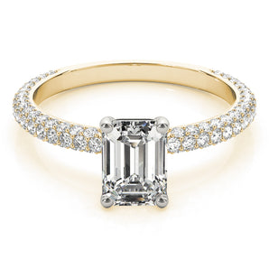 Pave With Emerald Cut Center Engagement Ring (51095-E)
