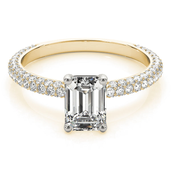 Pave With Emerald Cut Center Engagement Ring (51095-E)