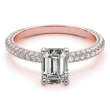 Pave With Emerald Cut Center Engagement Ring (51095-E)