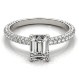 Pave With Emerald Cut Center Engagement Ring (51095-E)
