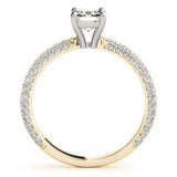 Pave With Emerald Cut Center Engagement Ring (51095-E)