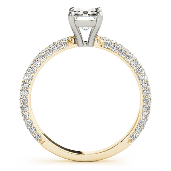 Pave With Emerald Cut Center Engagement Ring (51095-E)