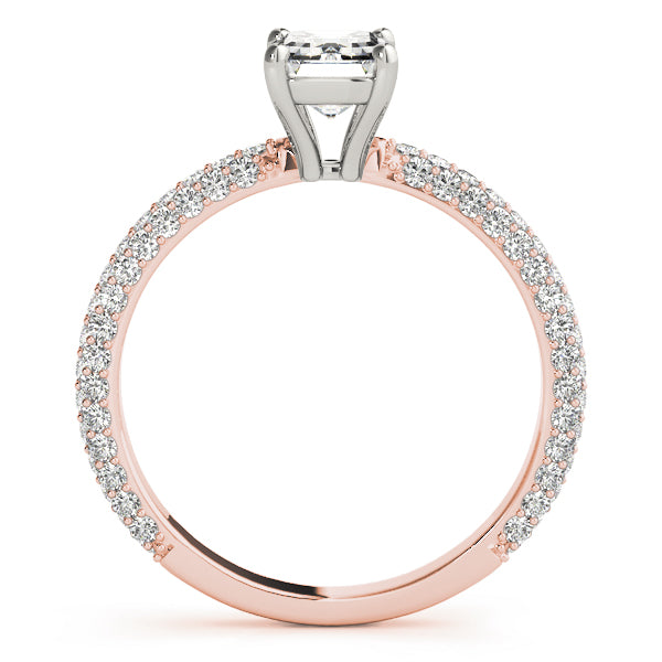 Pave With Emerald Cut Center Engagement Ring (51095-E)