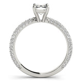 Pave With Emerald Cut Center Engagement Ring (51095-E)