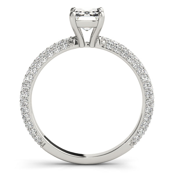 Pave With Emerald Cut Center Engagement Ring (51095-E)