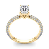 Pave With Emerald Cut Center Engagement Ring (51095-E)