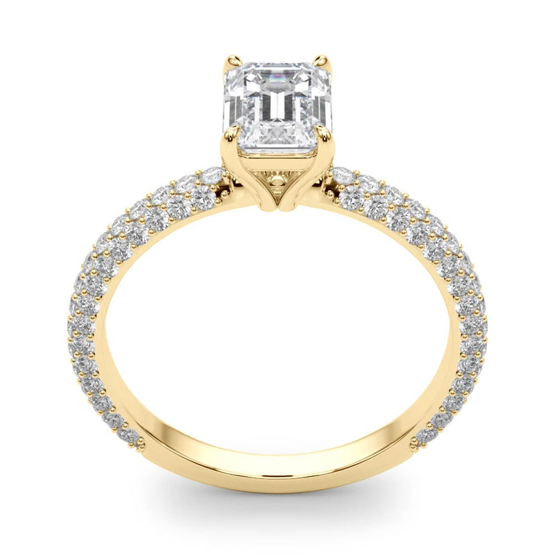 Pave With Emerald Cut Center Engagement Ring (51095-E)