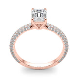 Pave With Emerald Cut Center Engagement Ring (51095-E)