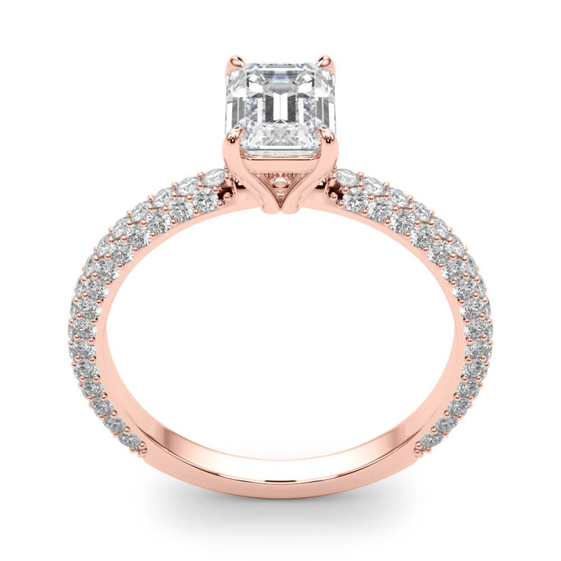 Pave With Emerald Cut Center Engagement Ring (51095-E)