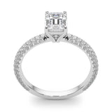 Pave With Emerald Cut Center Engagement Ring (51095-E)