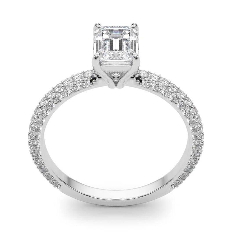 Pave With Emerald Cut Center Engagement Ring (51095-E)