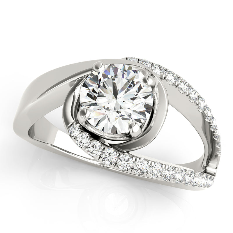 Round Bypass Euro Shank Engagement Ring