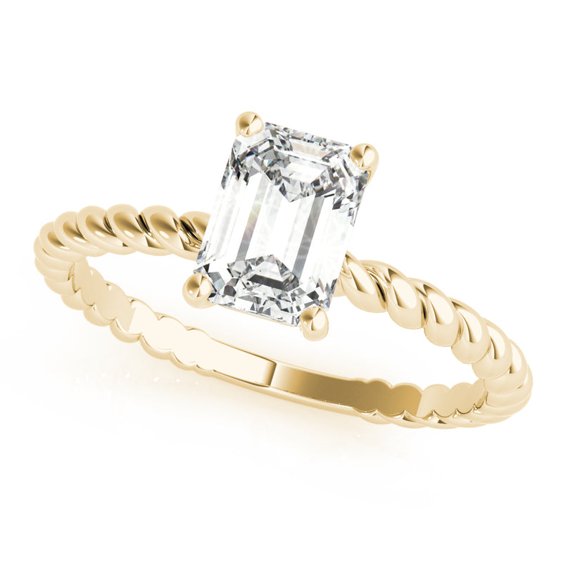 Twisted Shank Emerald Cut Center Engagement Ring (51143-E)