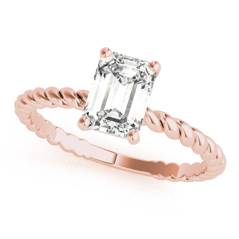 Twisted Shank Emerald Cut Center Engagement Ring (51143-E)