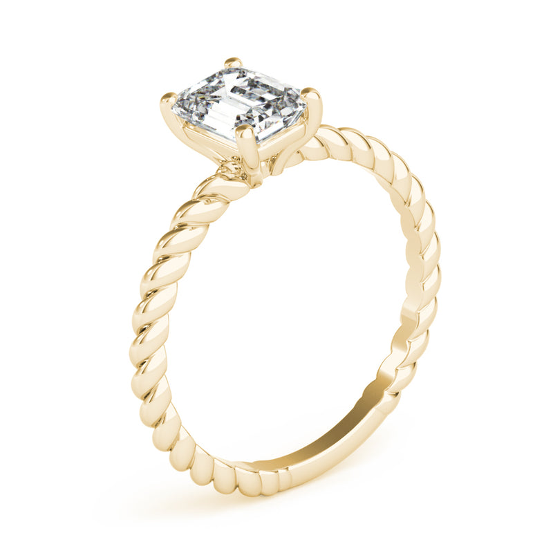 Twisted Shank Emerald Cut Center Engagement Ring (51143-E)