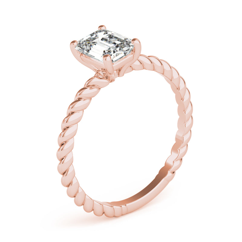 Twisted Shank Emerald Cut Center Engagement Ring (51143-E)