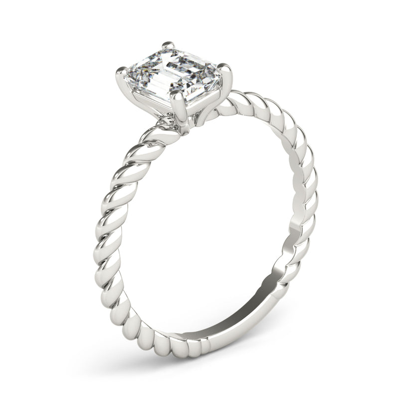 Twisted Shank Emerald Cut Center Engagement Ring (51143-E)