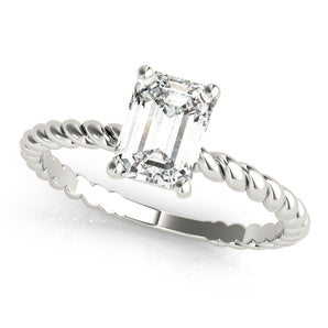 Twisted Shank Emerald Cut Center Engagement Ring (51143-E)