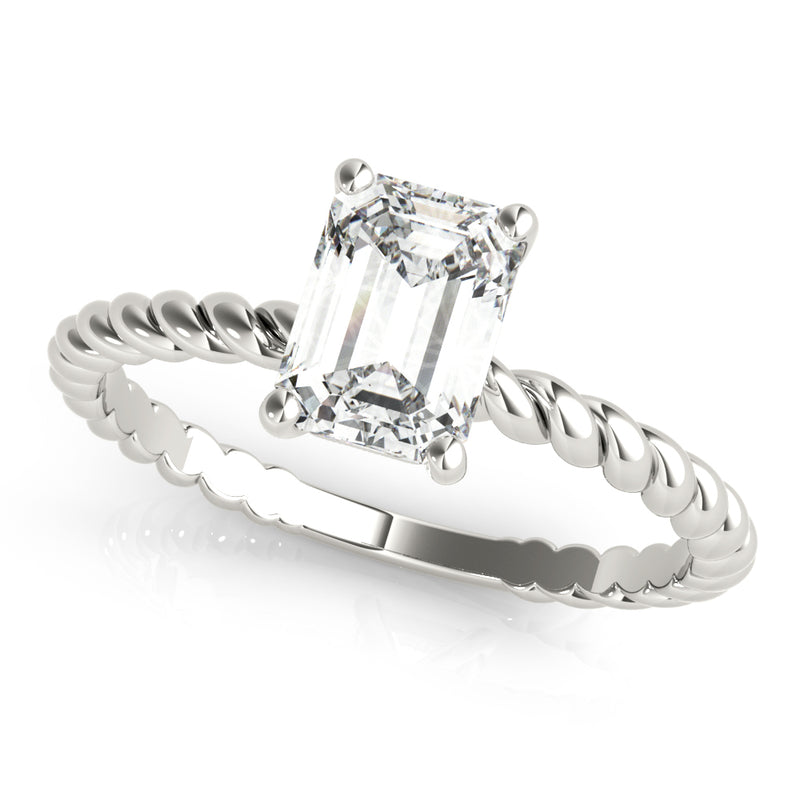 Twisted Shank Emerald Cut Center Engagement Ring (51143-E)