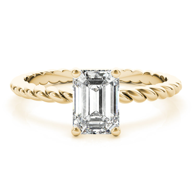 Twisted Shank Emerald Cut Center Engagement Ring (51143-E)