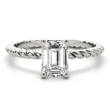 Twisted Shank Emerald Cut Center Engagement Ring (51143-E)