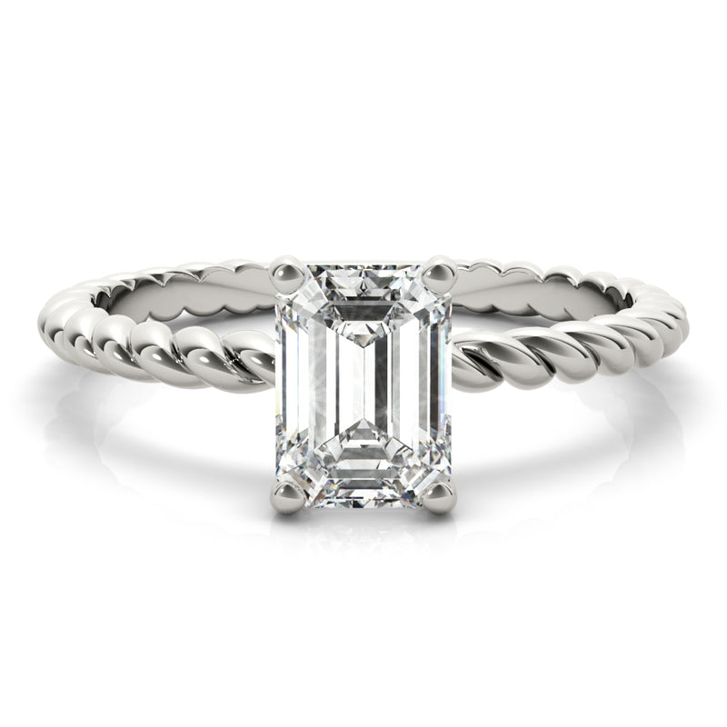 Twisted Shank Emerald Cut Center Engagement Ring (51143-E)