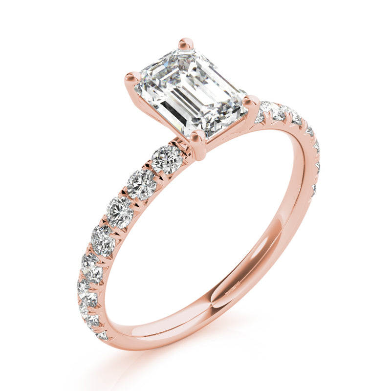 Single Row For Emerald Cut Center Engagement Ring (51149-E)