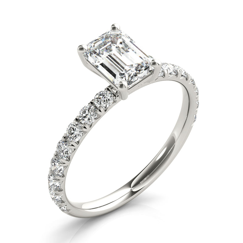 Single Row For Emerald Cut Center Engagement Ring (51149-E)