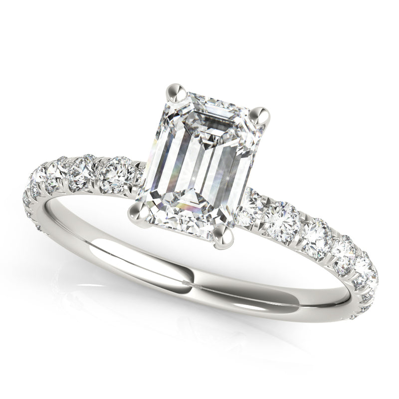 Single Row For Emerald Cut Center Engagement Ring (51149-E)