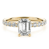 Single Row For Emerald Cut Center Engagement Ring (51149-E)