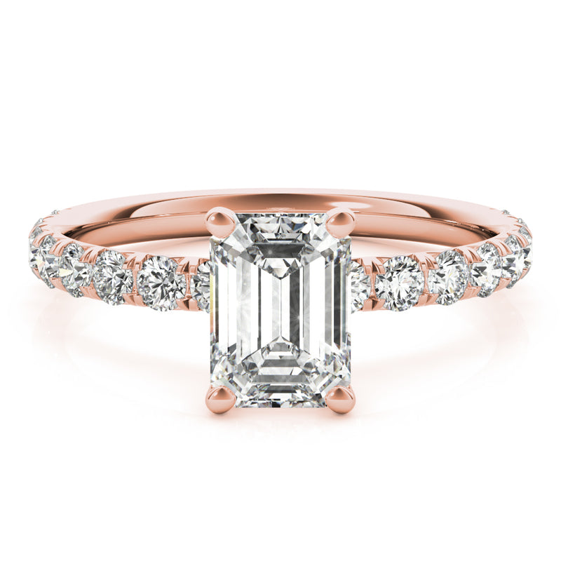 Single Row For Emerald Cut Center Engagement Ring (51149-E)