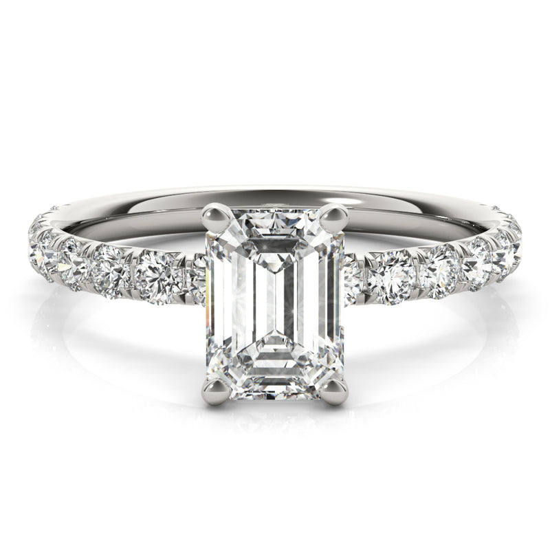 Single Row For Emerald Cut Center Engagement Ring (51149-E)