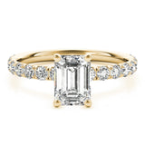 Single Row For Emerald Cut Center Engagement Ring (51149-E)