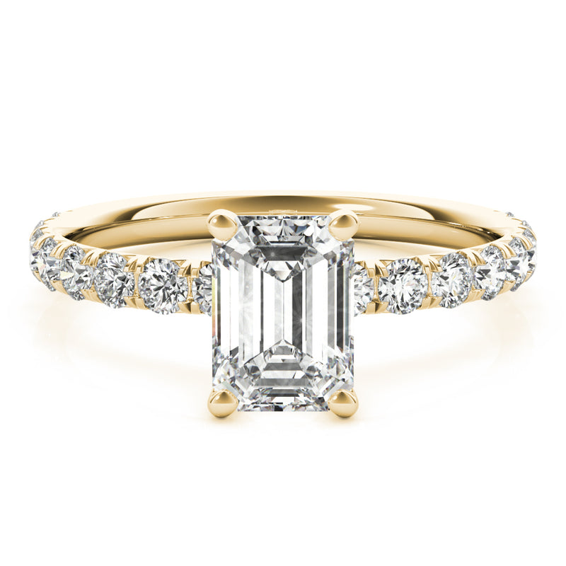 Single Row For Emerald Cut Center Engagement Ring (51149-E)