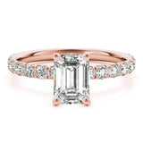 Single Row For Emerald Cut Center Engagement Ring (51149-E)